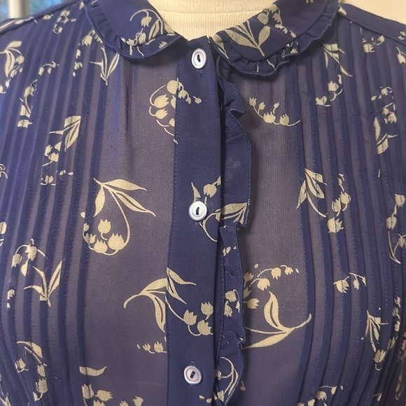 Odille muget lily of the valley silk chiffon top Anthropologie - Picture 2 of 7